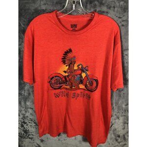 W2W T Shirt Men’s Indian Wild Spirit Red Biker Shirt Size Adult Large